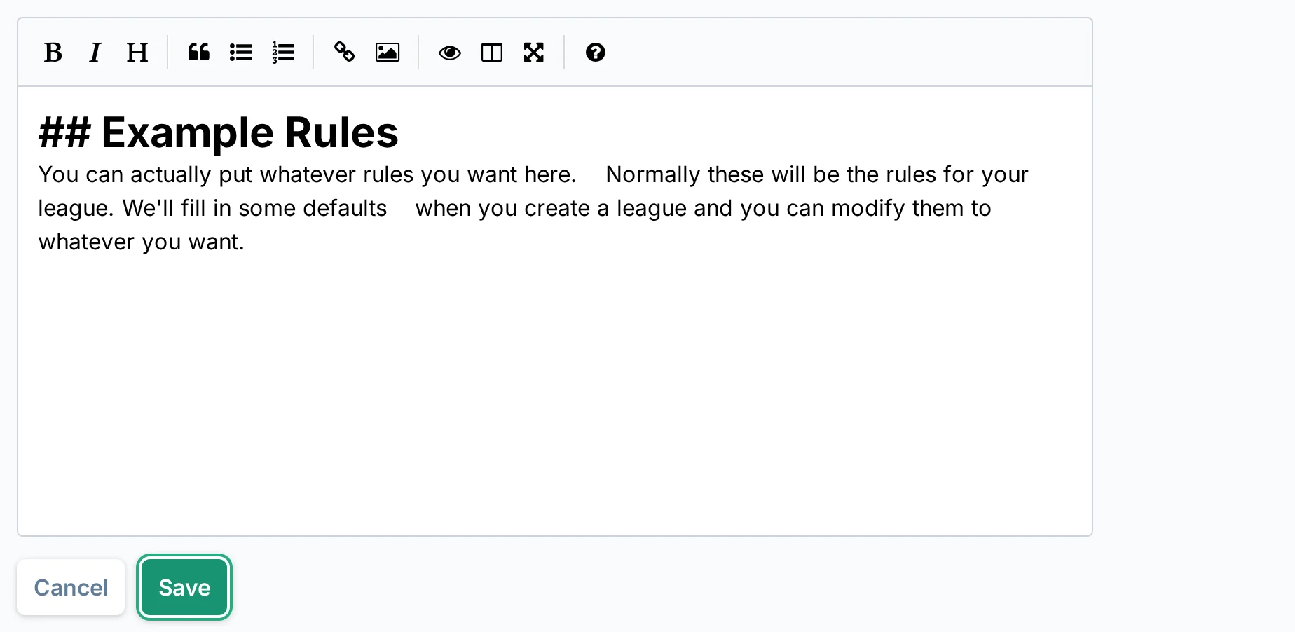 Rules editor in volley.love, a volleyball league management app